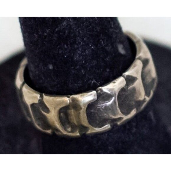 Size 7, Vintage Dragon Scales Silver & Brass Tone Ring - T23 - Picture 2 of 3